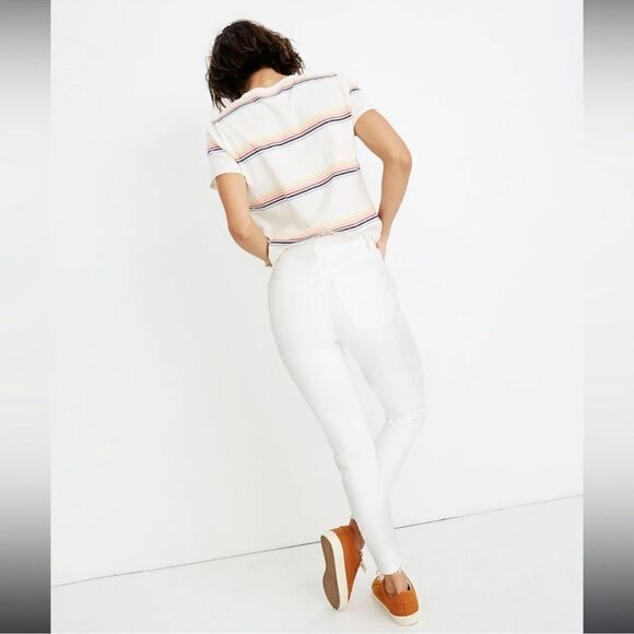 Madewell 9” High Rise Skinny Crop Distressed White 26 - Picture 3 of 7